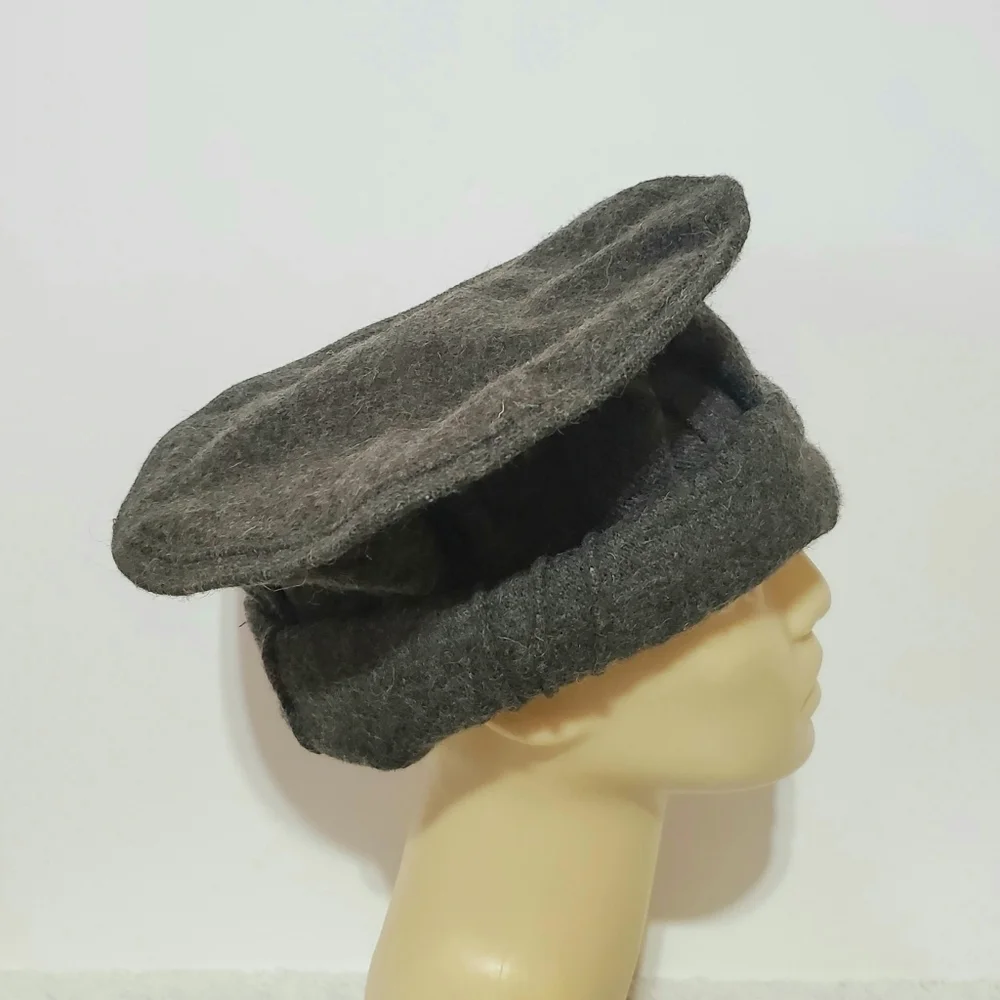 Pakol Pakul Pakistan Donut Beret Wool Hat Cap 100% Wool Heathered Dark Gray